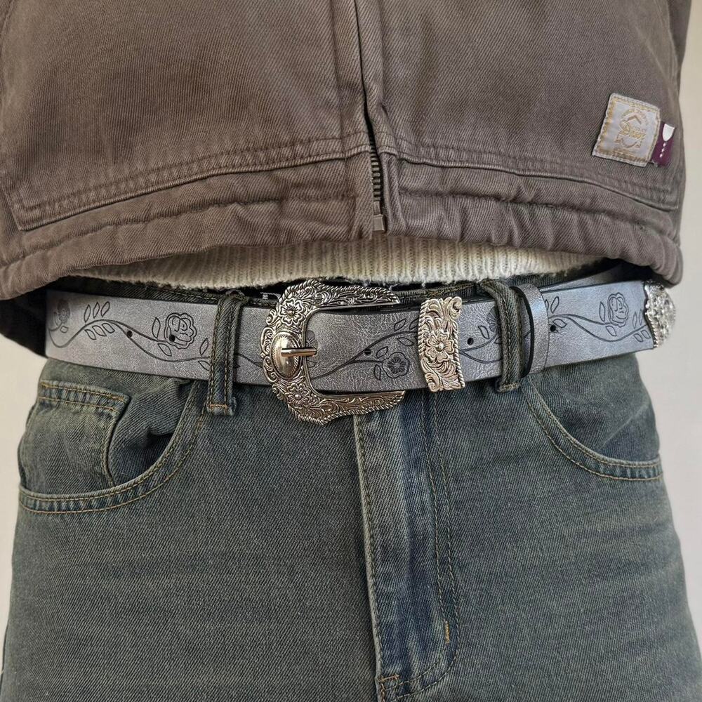 Y2k western grey floral cowboy - Picture 5 of 7